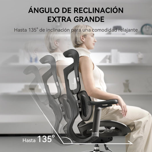SIHOO Silla ergonómica de Oficina Doro S100 - con Soporte Lumbar dinámico Dual, Respaldo Ajustable en 5 Niveles, reposabrazos coordinados en 4D Adecuada para la Oficina en casa (S100 Negro)