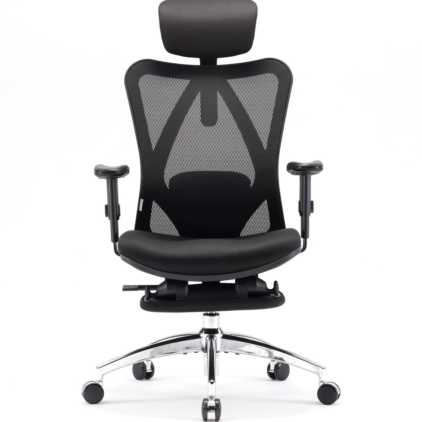 SIHOO Silla de Escritorio Ergonómica Reclinable para Oficina con reposapiés, Silla para Computadora con Respaldo Alto y reposabrazos Ajustable, Malla cómoda y Ruedas Lisas (Negro)