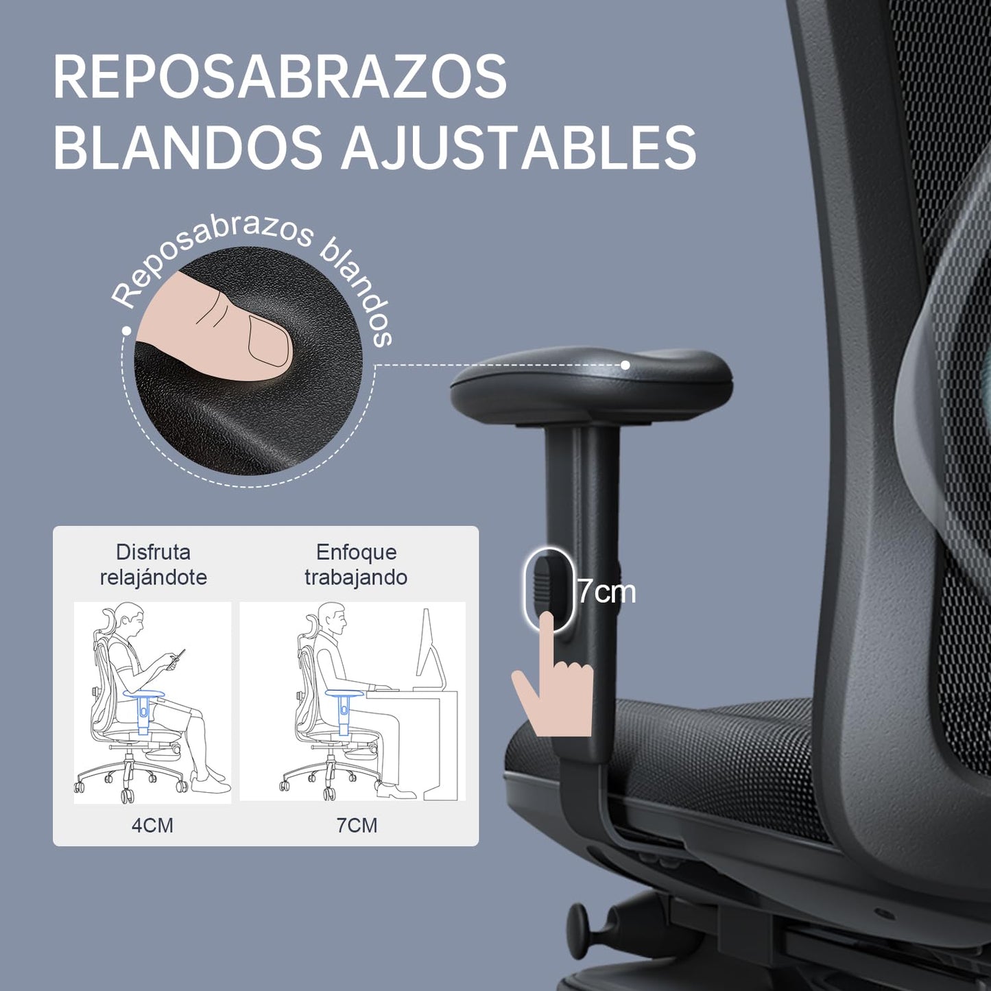 SIHOO Silla de Escritorio Ergonómica Reclinable para Oficina con reposapiés, Silla para Computadora con Respaldo Alto y reposabrazos Ajustable, Malla cómoda y Ruedas Lisas (Negro)