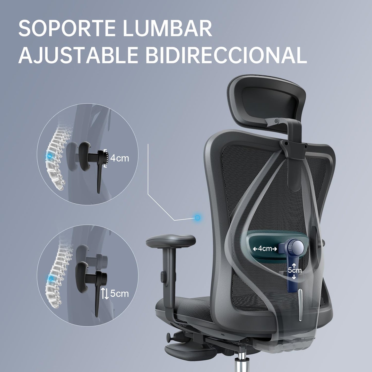 SIHOO Silla de Escritorio Ergonómica Reclinable para Oficina con reposapiés, Silla para Computadora con Respaldo Alto y reposabrazos Ajustable, Malla cómoda y Ruedas Lisas (Negro)