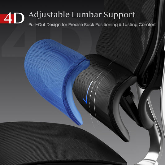 FLEXISPOT ERGOX MAX Silla Ergonómica hasta 300 kg, con Reposapiés, Reposacabezas 4D, Reposabrazos 5D, Respaldo y Soporte Lumbar de una Pieza, Silla de Oficina y Gaming, Negro